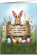 Awesome Nephew Bunny in Grass With Easter Eggs card