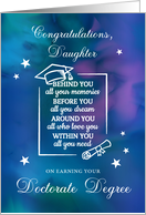 Daughter Doctorate PHD Graduate Congratulations Quote on Blue card