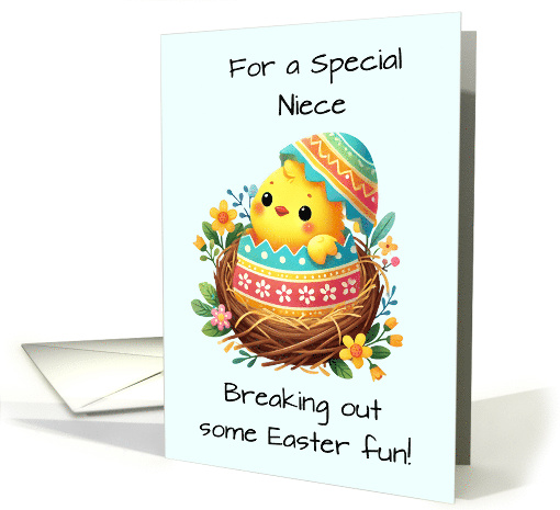 Niece Easter Chick Breaking Out of Shell in Nest card (1911070)