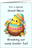 Great Niece Easter Chick Breaking Out of Shell in Nest card