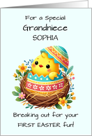 First Easter Grandniece Personalize Easter Chick Shell card