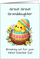 First Easter Great Great Granddaughter Personalize Easter Chick Breaking Shell card