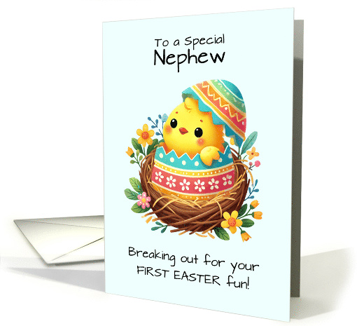 First Easter Nephew Chick Breaking Out of Shell in Nest card (1911234)