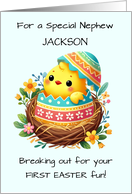 Nephew First Easter Personalize Easter Chick Breaking Shell card