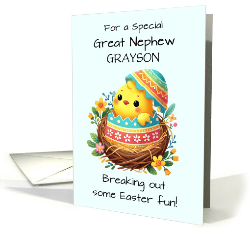 Great Nephew Personalize Easter Chick Breaking Shell card (1911280)