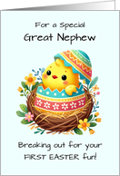 First Easter Great Nephew Easter Chick Breaking Out of Shell card