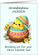 Grandnephew Personalize First Easter Chick Breaking Shell card