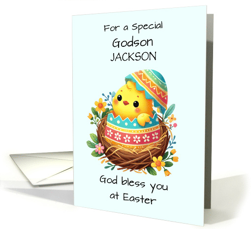 Godson Personalize Easter Blessings Chick Breaking Shell card
