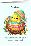 Godson First Easter Blessings Chick Breaking Out of Shell card