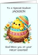 First Easter Godson Personalize Blessings Chick in Shell card