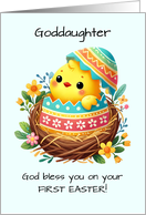 Goddaughter First Easter Blessings Chick Breaking Shell card