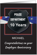 Ten Year Police Employee Anniversary Personalize Black Badge card