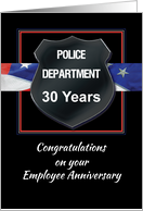 Thirty Year Police Employee Anniversary Congratulations Black card