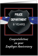 Custom Year Police 8 Year Employee Anniversary Black Badge Flag card