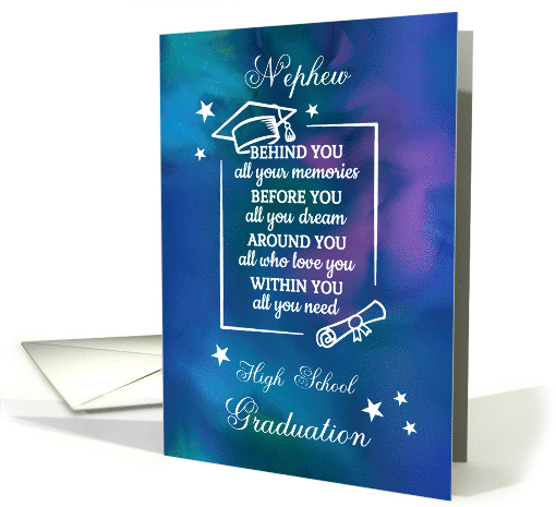 Nephew High School Graduation Quote Watercolor Background card