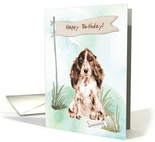 Brown Cocker Spaniel Dog Under Birthday Sign card (1912610)