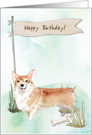 Corgi Dog Under Birthday Sign card