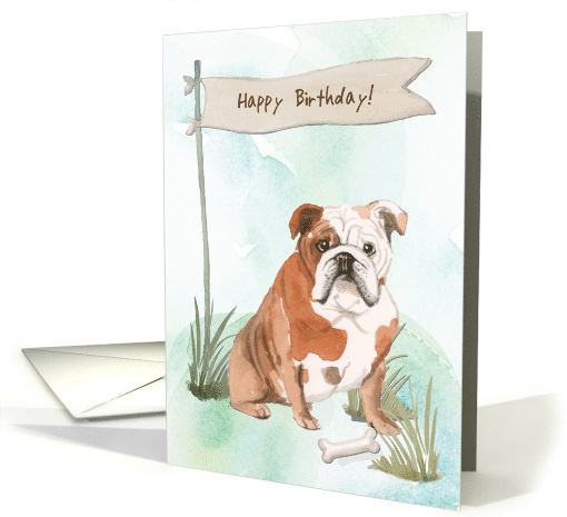 English Bulldog Dog Under Birthday Sign card (1912624)