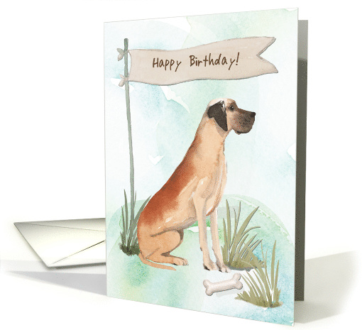 Great Dane Dog Under Birthday Sign card (1912630)
