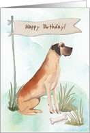 Great Dane Dog Under Birthday Sign card
