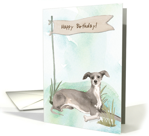 Italian Greyhound Dog Under Birthday Sign card (1912636)