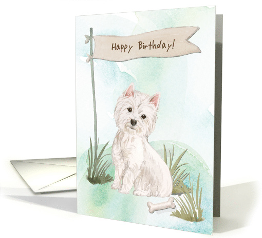 Westie Dog West Highland Terrier Under Birthday Sign card (1912810)