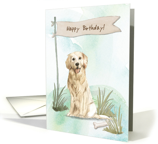 Golden Retriever Dog Under Birthday Sign card (1912818)