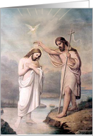 St John the Baptist Baptizing Jesus in the Jordan River Feast Day card