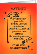 6th Grade Personalize Graduate Inspirational Quote on Vibrant Sunrise card