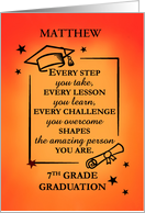 7th Grade Personalize Graduate Inspirational Quote and Vibrant Sunrise card
