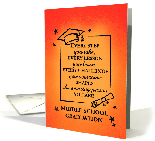 Middle School Graduation Inspirational Quote and Vibrant Sunrise card