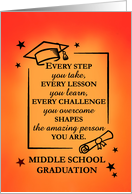 Middle School Graduation Inspirational Quote and Vibrant Sunrise card
