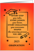 Custom Year 2025 Grade Graduate Inspirational Quote and Vibrant Sunris card