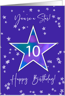 10th Birthday Shining Star for Tweens or Teens in Vibrant Blue Purple card