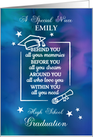 Niece Personalize High School Graduation Quote with Watercolor card