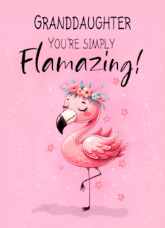 Granddaughter Saying Hi with Flamingo Fabulous and Fun