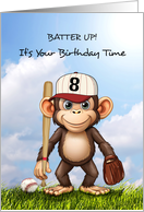 8th Birthday Baseball with Monkey Bat Ball and Glove card