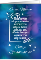 Great Nephew College Graduation Quote with Watercolor Background card
