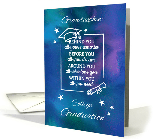 Grandnephew College Graduation Quote with Watercolor Background card