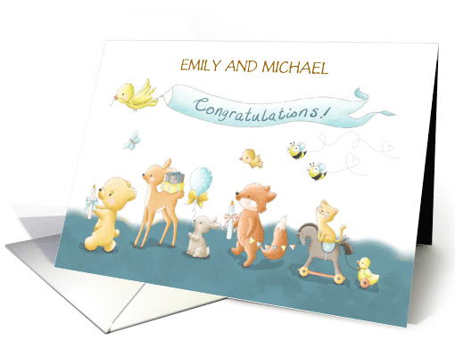 Baby Boy Parade of Animals from Group Personalize Parents Name card