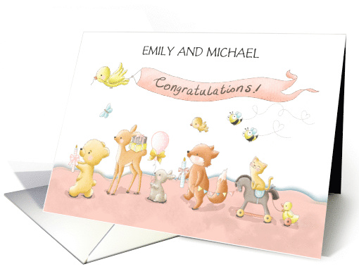 Baby Girl Parade of Animals from Group Personalize Parents Name card