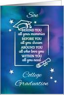 Son College Graduation Quote with Watercolor Background card
