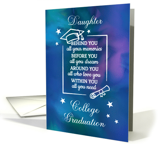 Daughter College Graduation Quote Watercolor Background card (1914350)