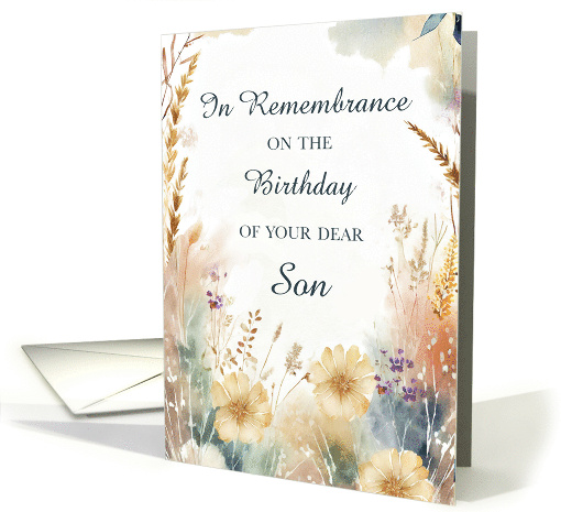 In Remembrance on Birthday of Son With Wildflowers card (1914704)
