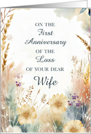 First Anniversary of the Loss of Wife With Wildflowers card