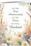 First Anniversary of the Loss of Husband With Wildflowers card