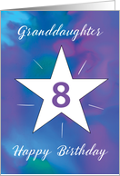 Granddaughter 8th Birthday White Shining Star card