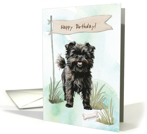 Affenpinscher Breed Dog Outside Under Birthday Sign card (1917026)