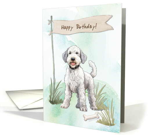 Bedlington Terrier Breed Dog Outside Under Birthday Sign card