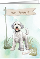 Bedlington Terrier Breed Dog Outside Under Birthday Sign card